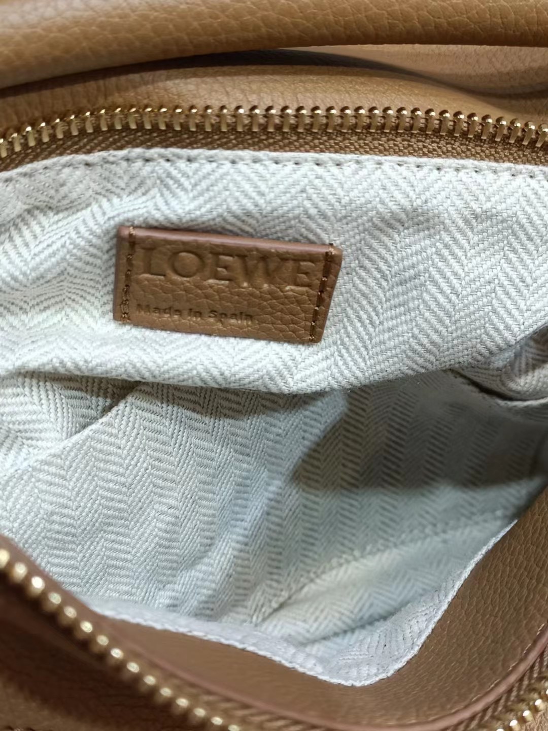 Loewe Small Puzzle Bag in Soft Grained Calfskin Toffee